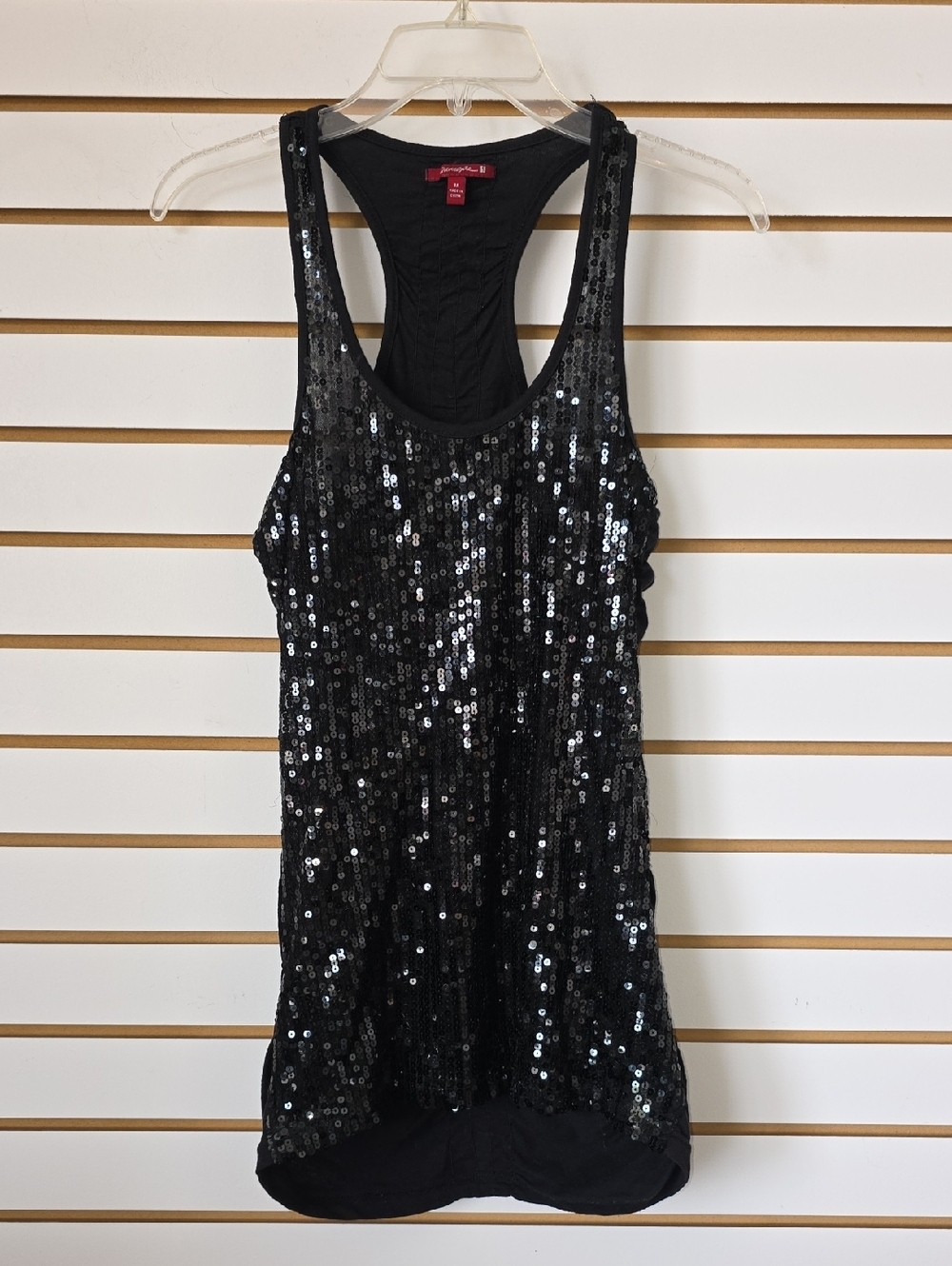 Black Sequin Racerback Tank Med